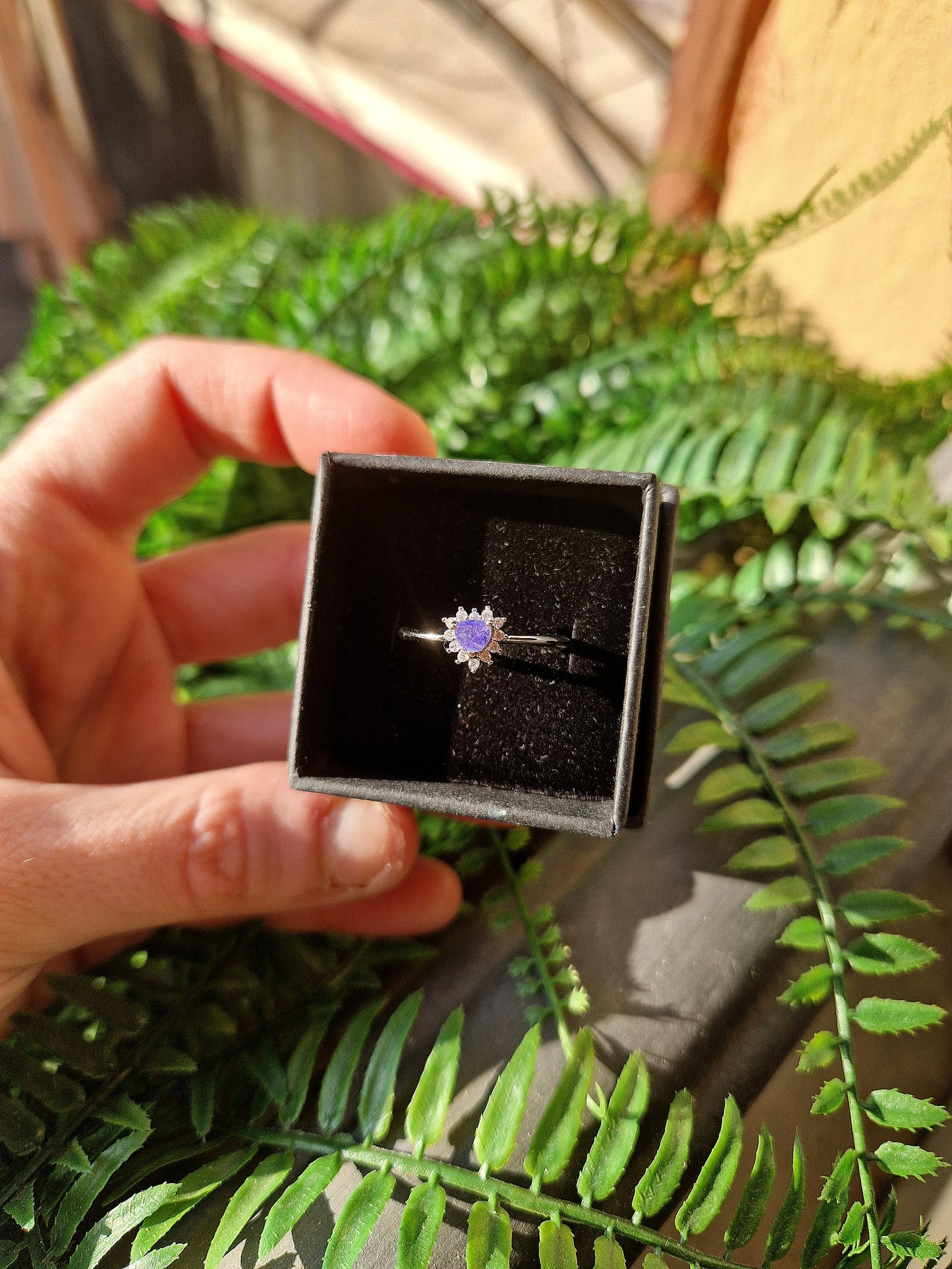 Anello in rame placcato - regolabile con GRANATO ROSSO, TANZANITE, AMETISTA