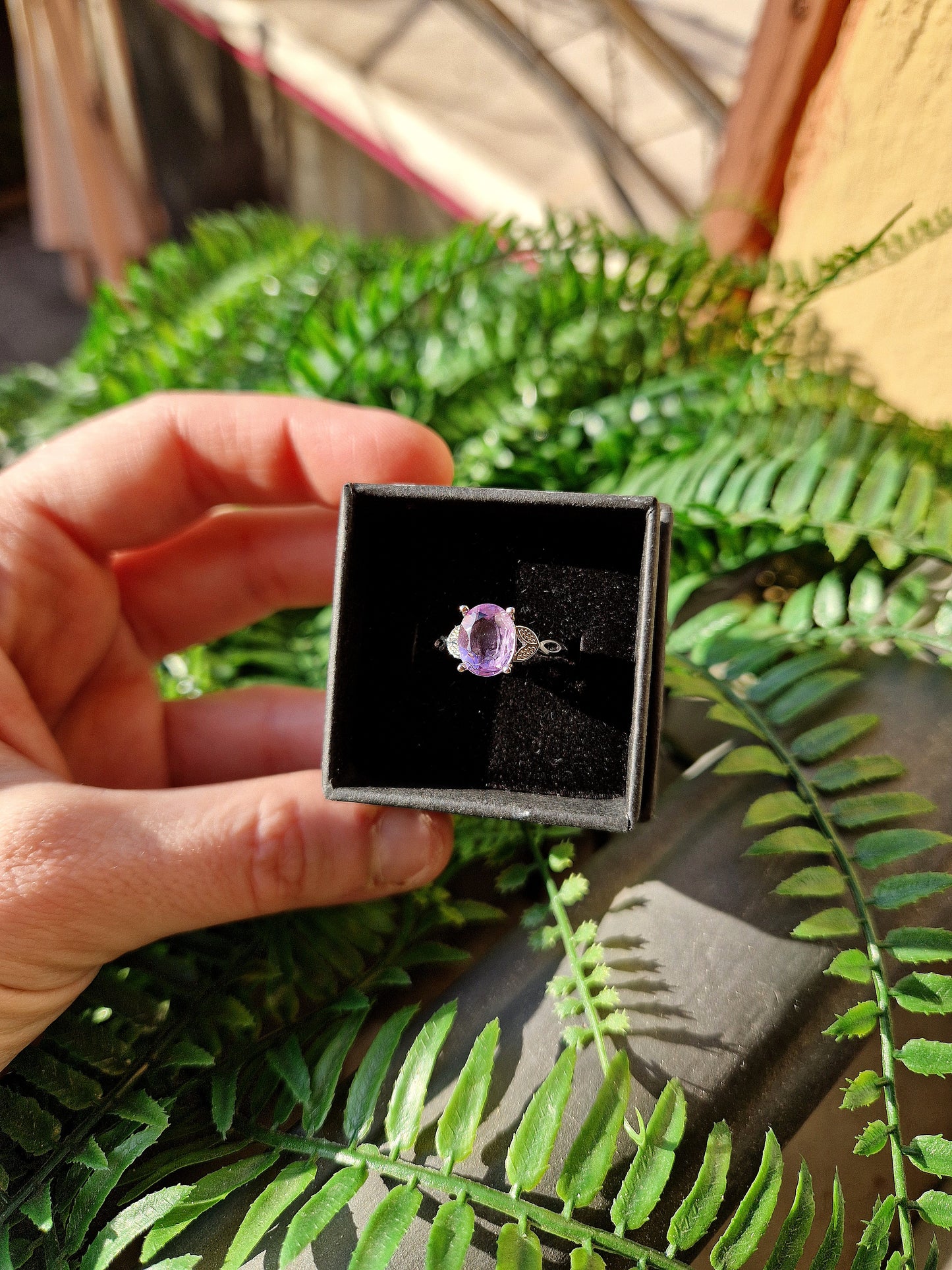 Anello in rame placcato - regolabile con GRANATO ROSSO, TANZANITE, AMETISTA