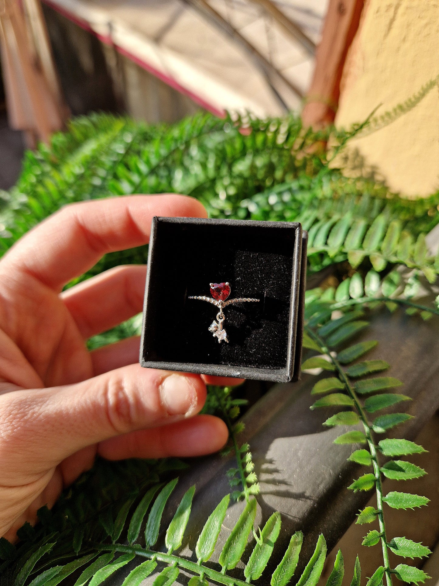 Anello in rame placcato - regolabile con GRANATO ROSSO, TANZANITE, AMETISTA