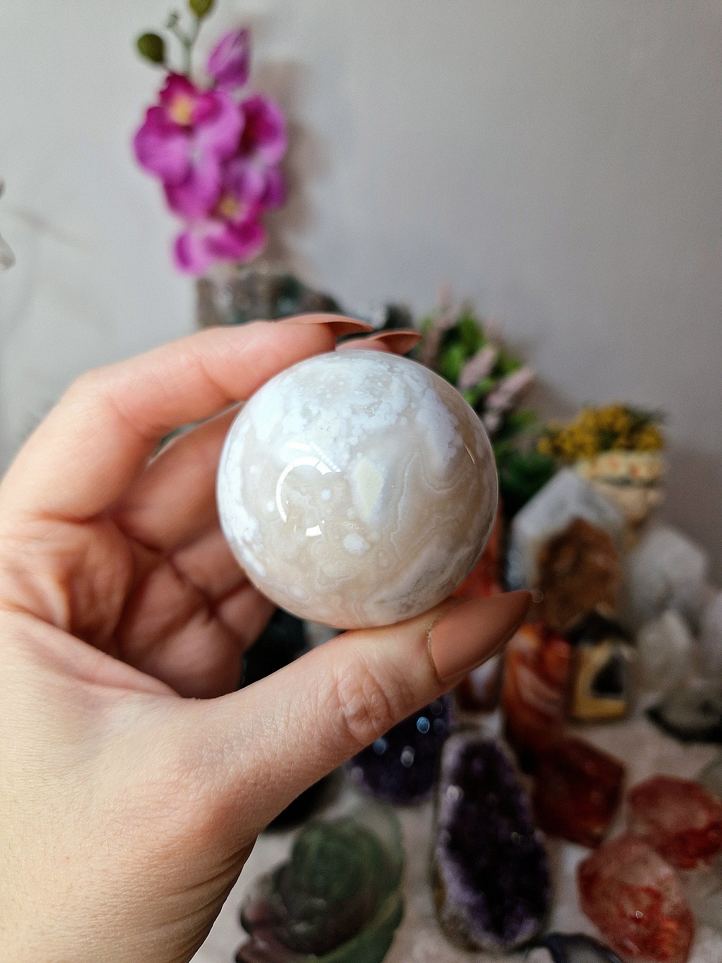 Sfera di AGATA SAKURA con AGATA CORNIOLA