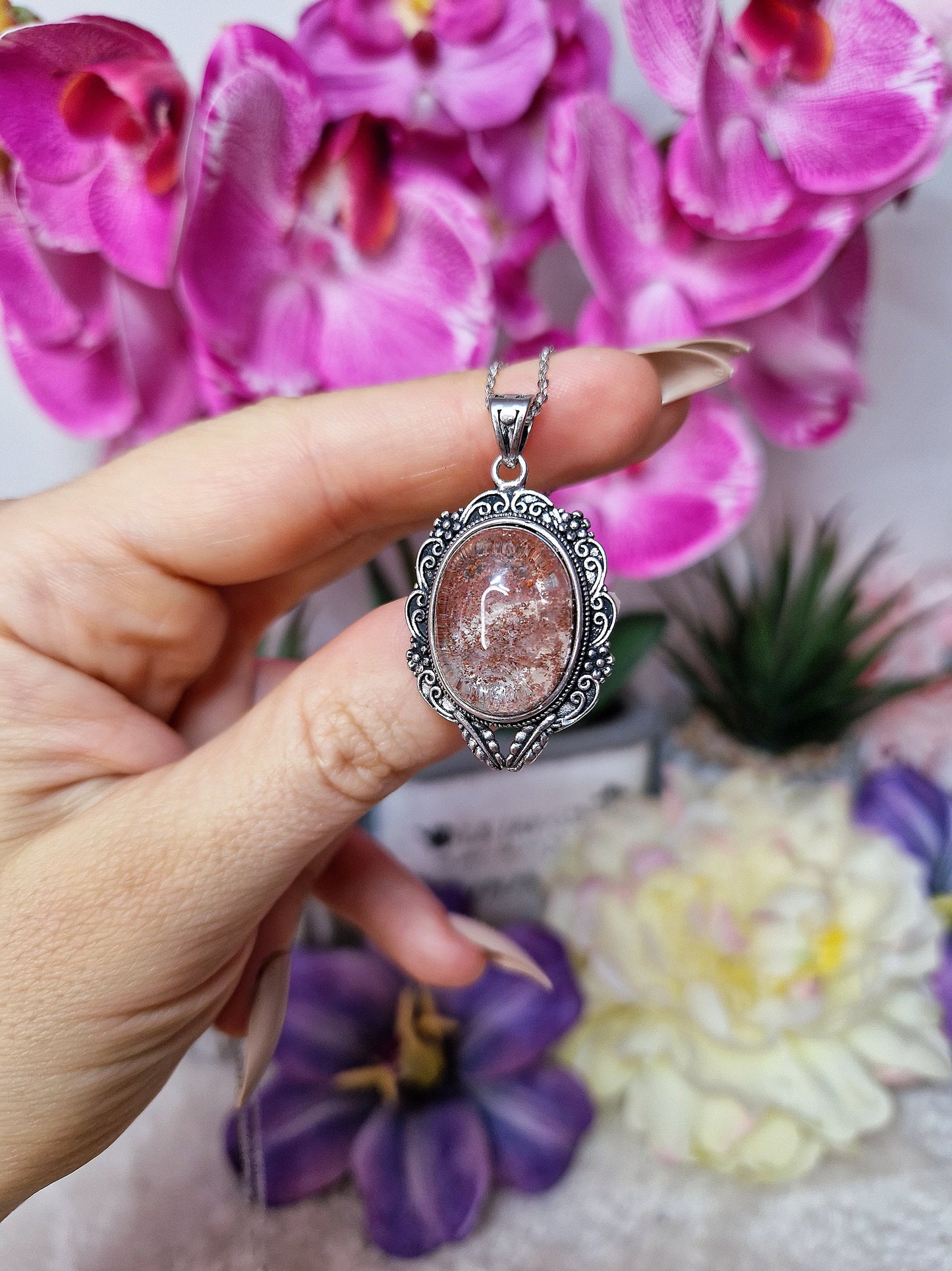 Ciondolo con LODOLITE - GARDEN QUARTZ
