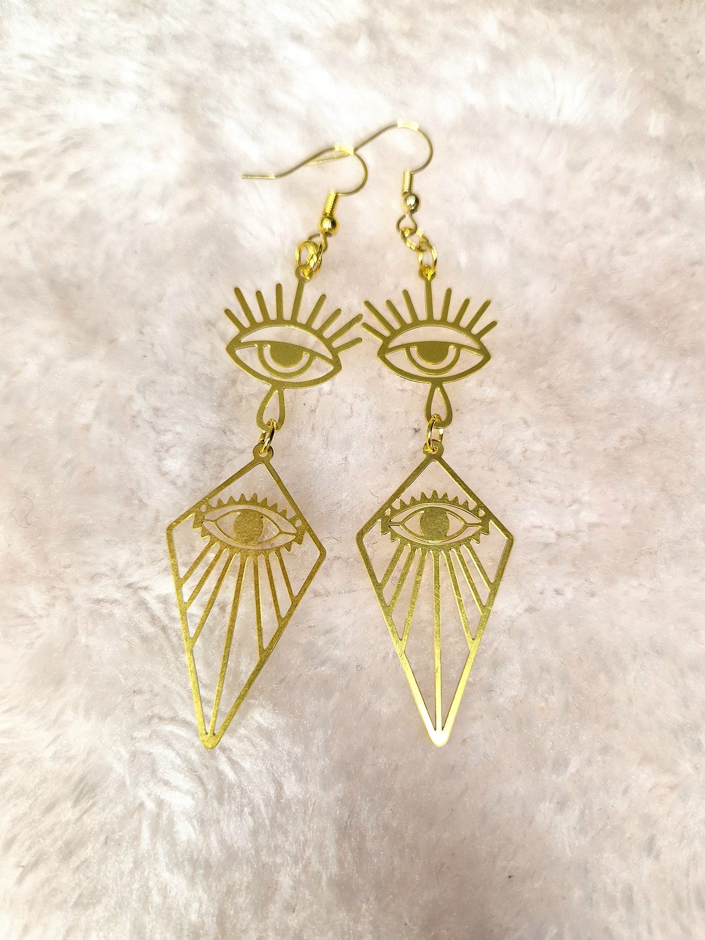 Orecchini in alluminio dorato - OCCHIO VEGGENTE