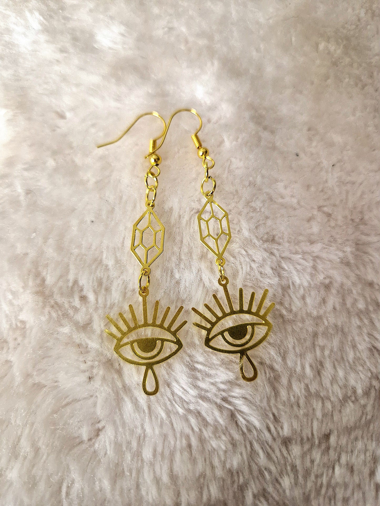 Orecchini in alluminio dorato - OCCHIO con LACRIMA