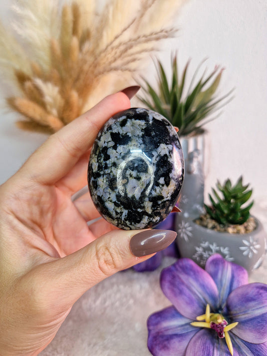 Palmstone di INDIGO GABBRO o MERLINITE MISTICA