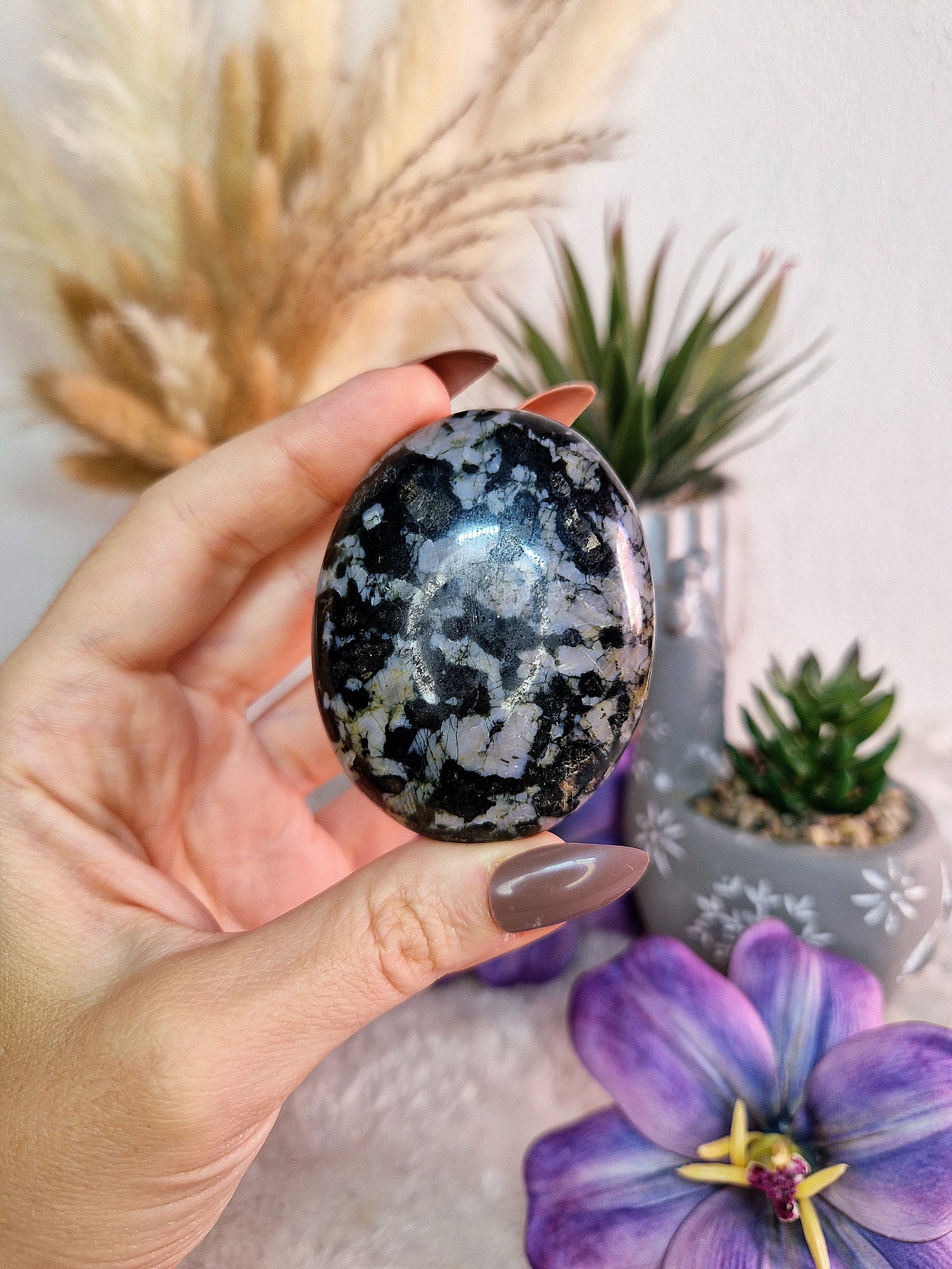 Palmstone di INDIGO GABBRO o MERLINITE MISTICA