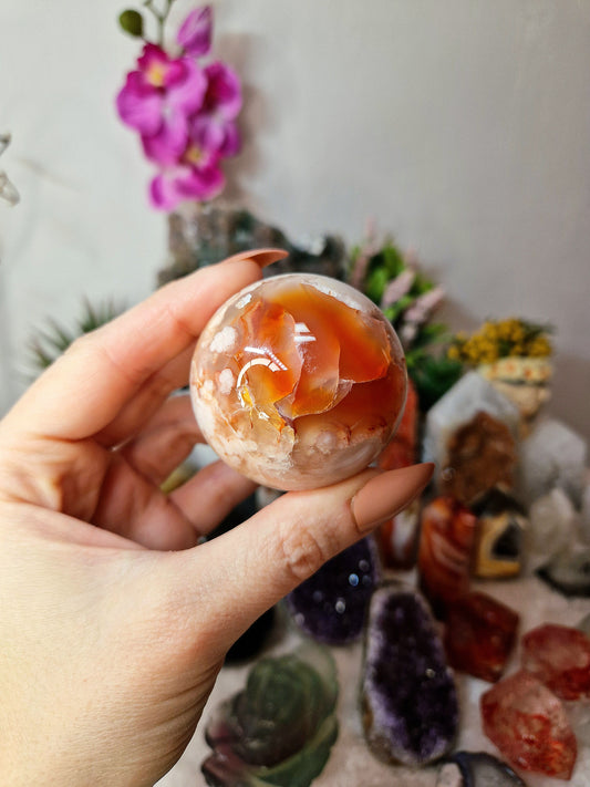 Sfera di AGATA SAKURA con AGATA CORNIOLA