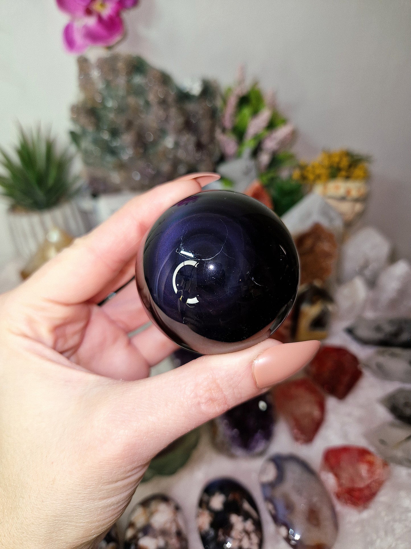 Sfera di OSSIDIANA ARCOBALENO - n 1