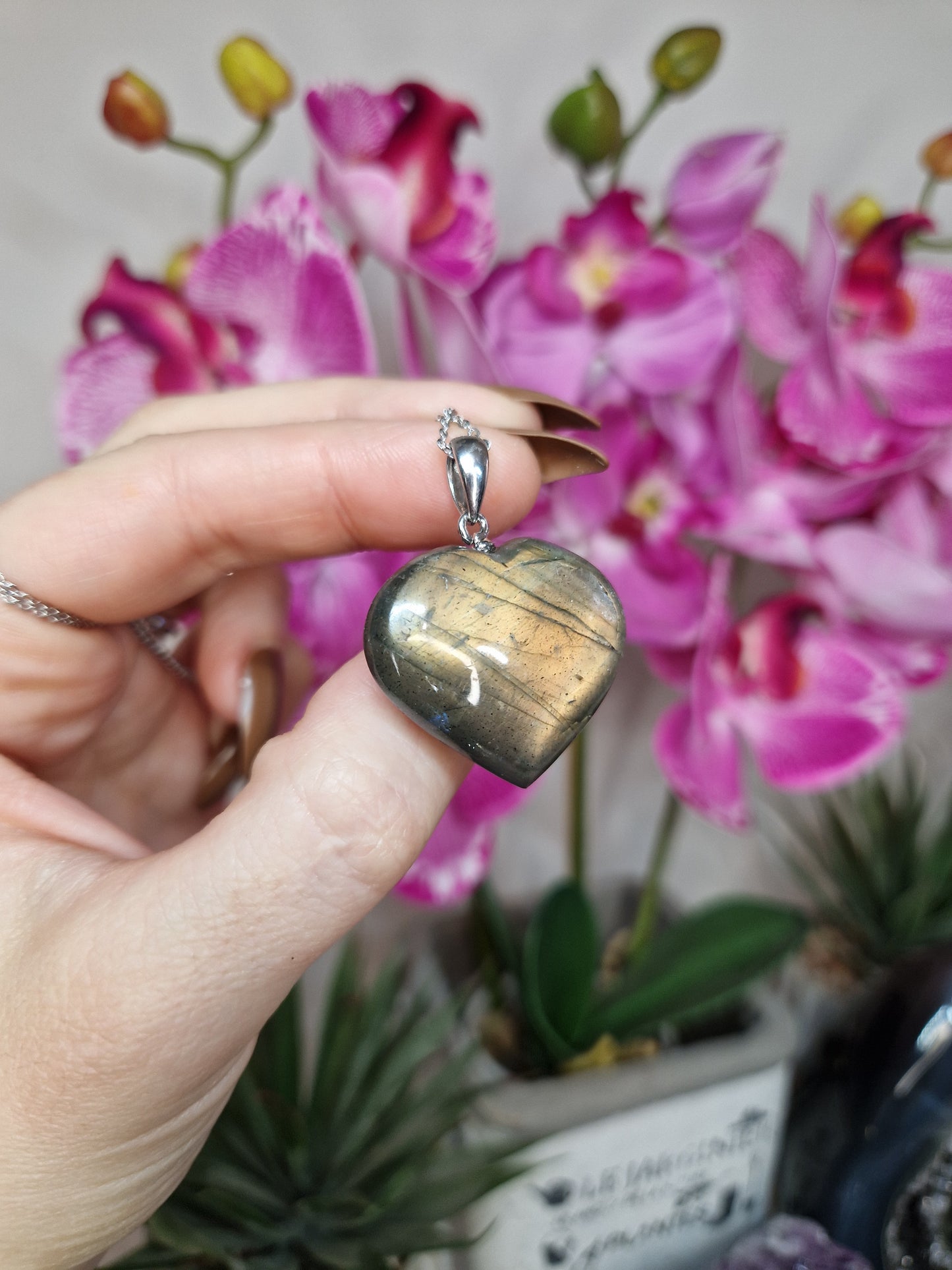 Ciondolo con cuore di LABRADORITE SUNSET