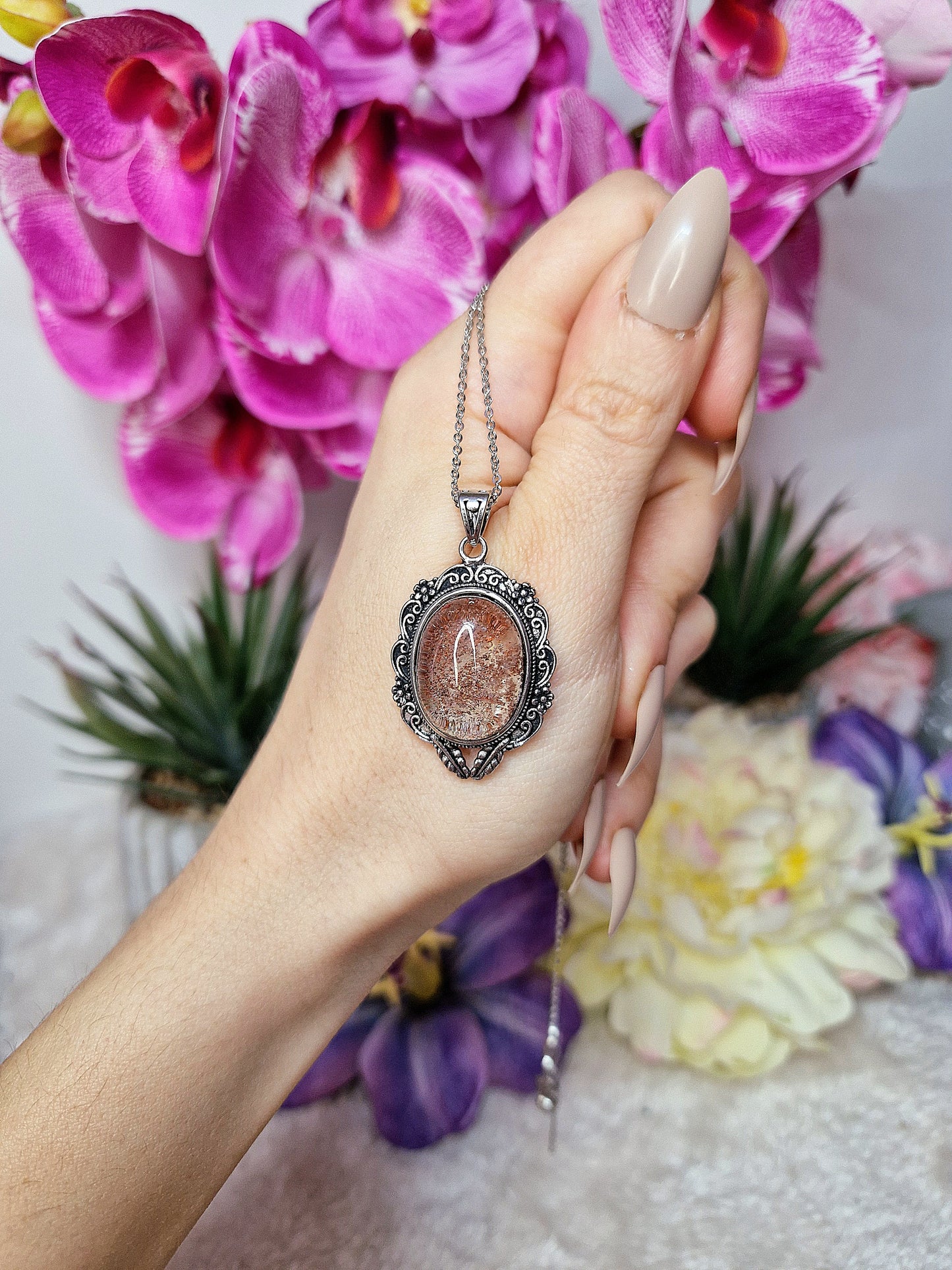 Ciondolo con LODOLITE - GARDEN QUARTZ
