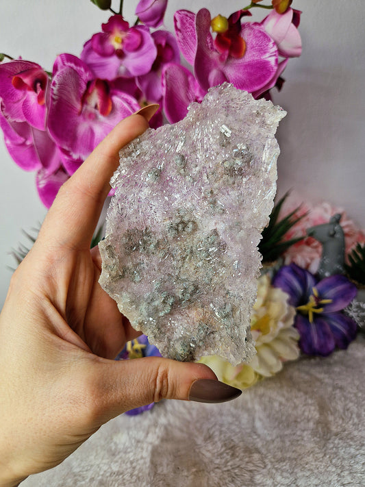Drusa di fiore di AMETISTA con ZEOLITE
