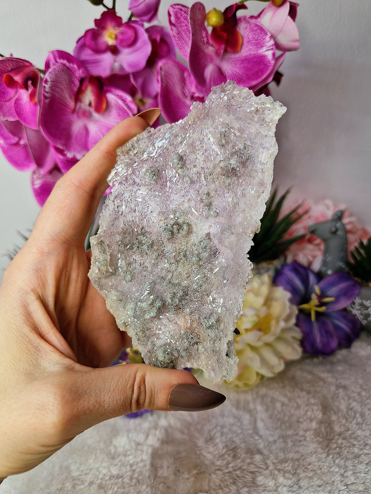 Drusa di fiore di AMETISTA con ZEOLITE