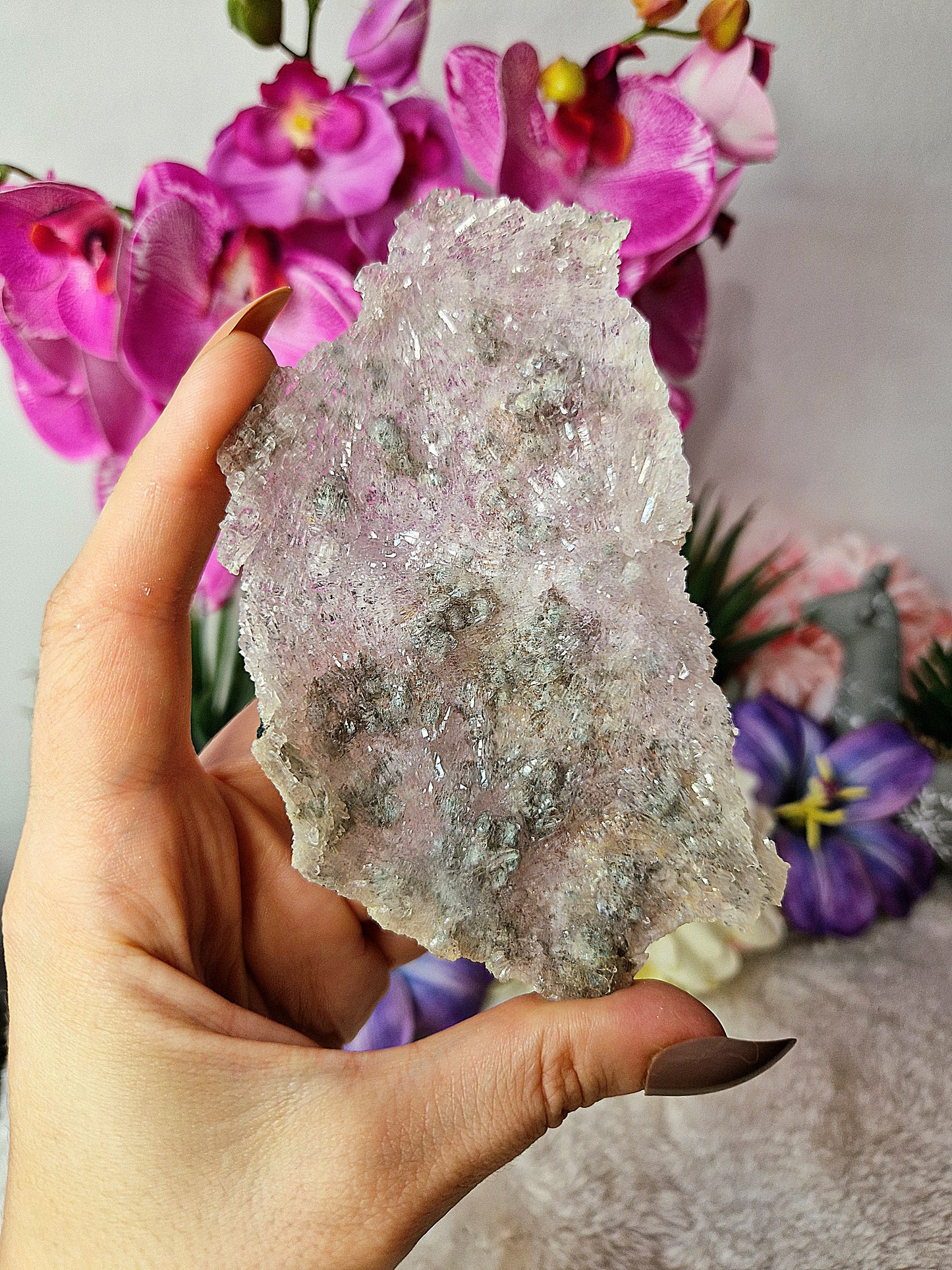 Drusa di fiore di AMETISTA con ZEOLITE