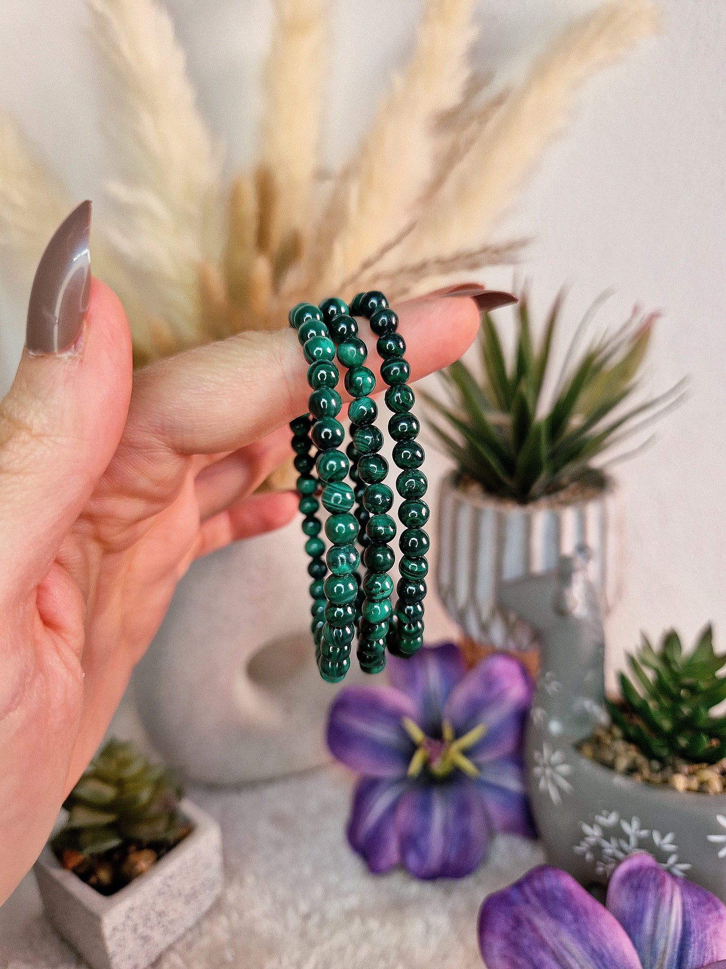 Braccialetto elastico con MALACHITE