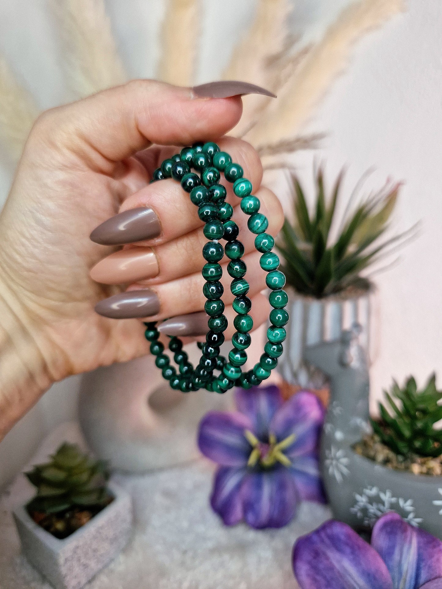 Braccialetto elastico con MALACHITE