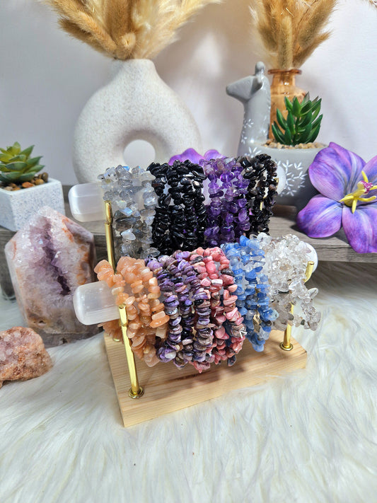 Braccialetto elastico con CHIPS di pietre dure naturali