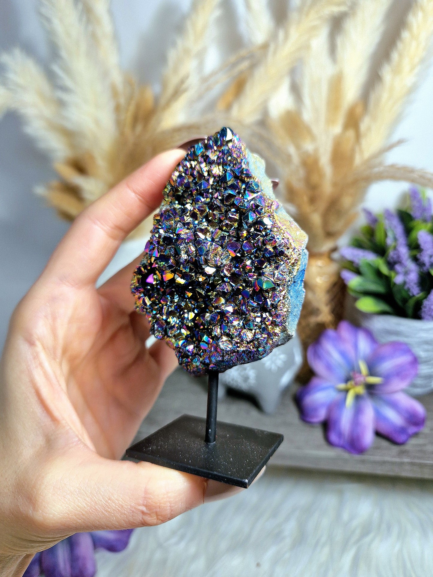 Drusa di AMETISTA AURA su stand - n 2