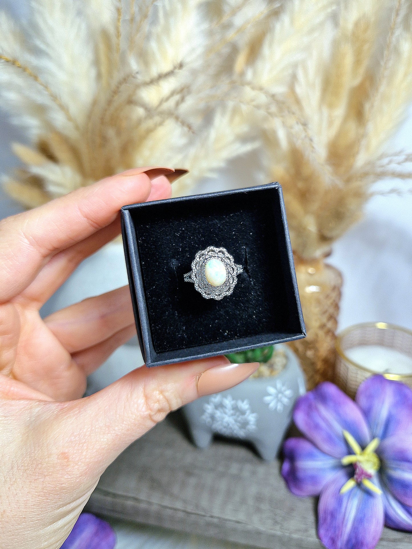 Anello con OPALE ETIOPE e OPALE NERO