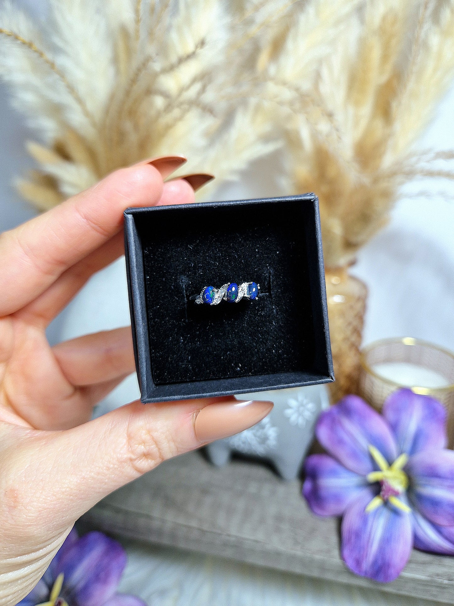 Anello con OPALE ETIOPE e OPALE NERO