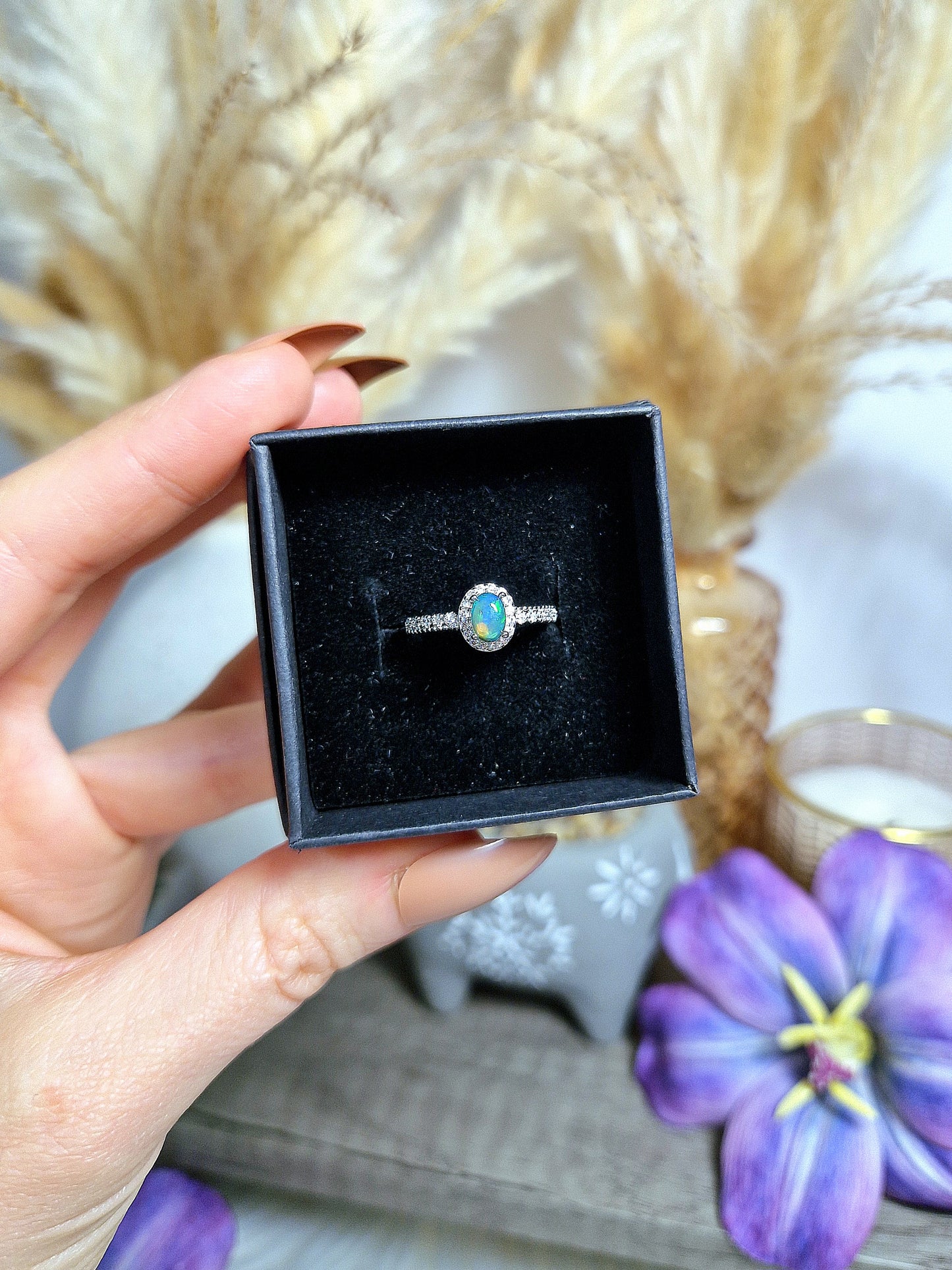 Anello con OPALE ETIOPE e OPALE NERO