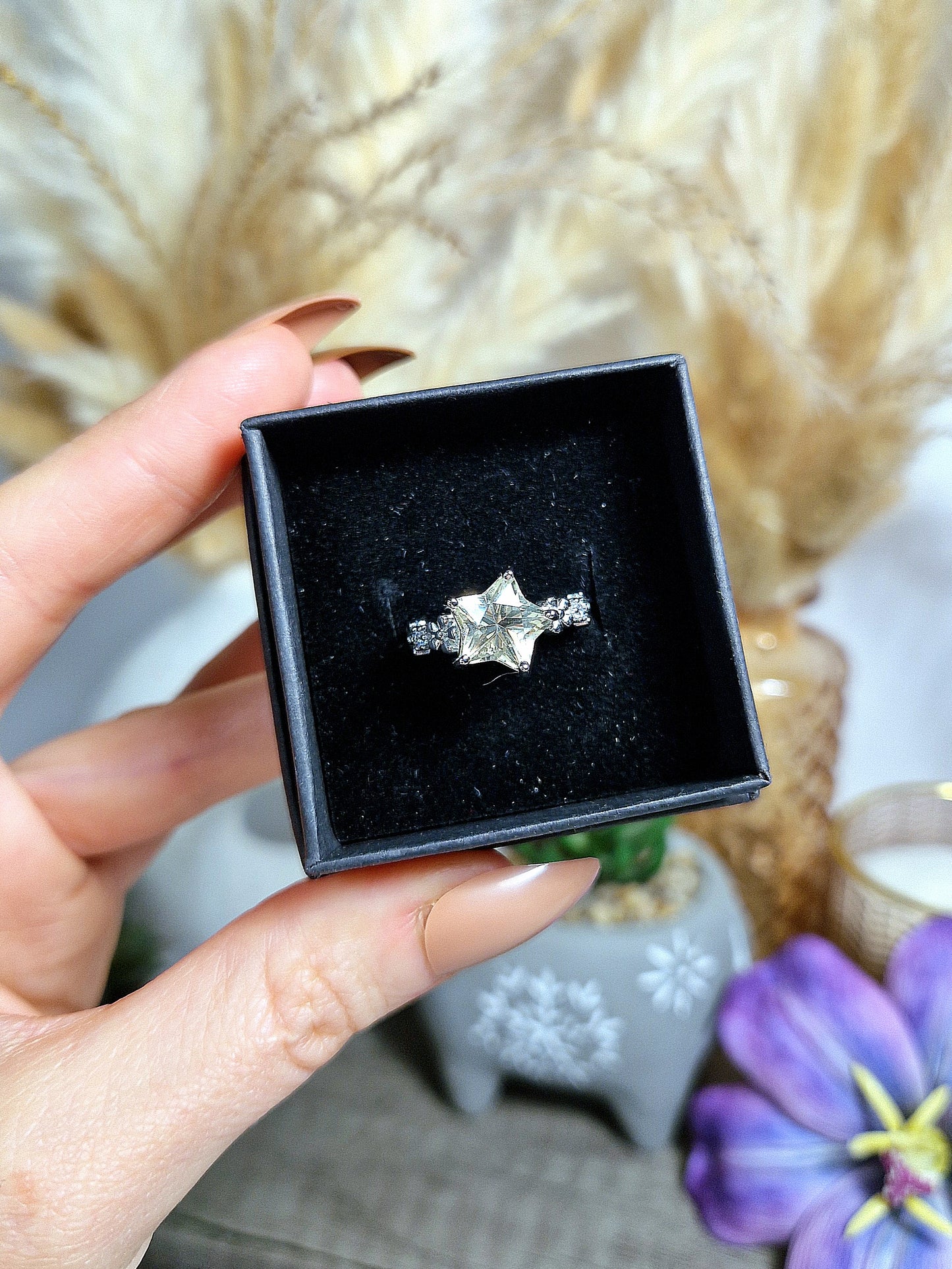 Anello con QUARZO IALINO e QUARZO CITRINO