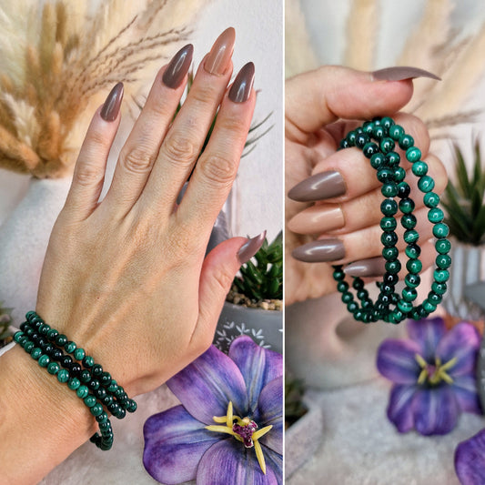 Braccialetto elastico con MALACHITE