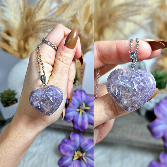 Ciondolo con cuore di LEPIDOLITE