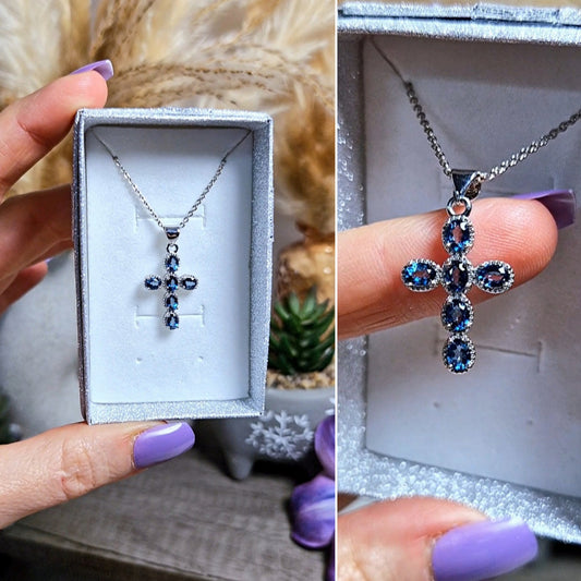 Ciondolo croce con TOPAZIO LONDON