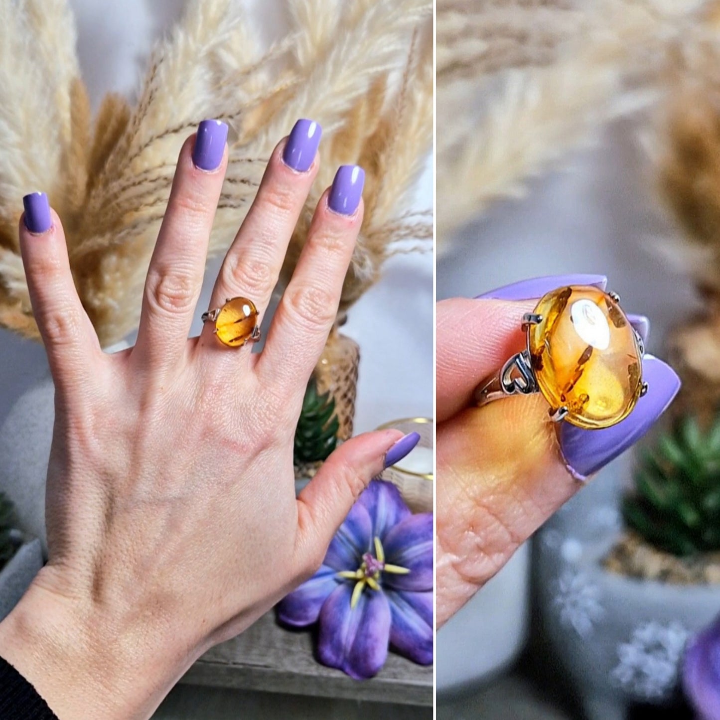 Anello regolabile con AMBRA