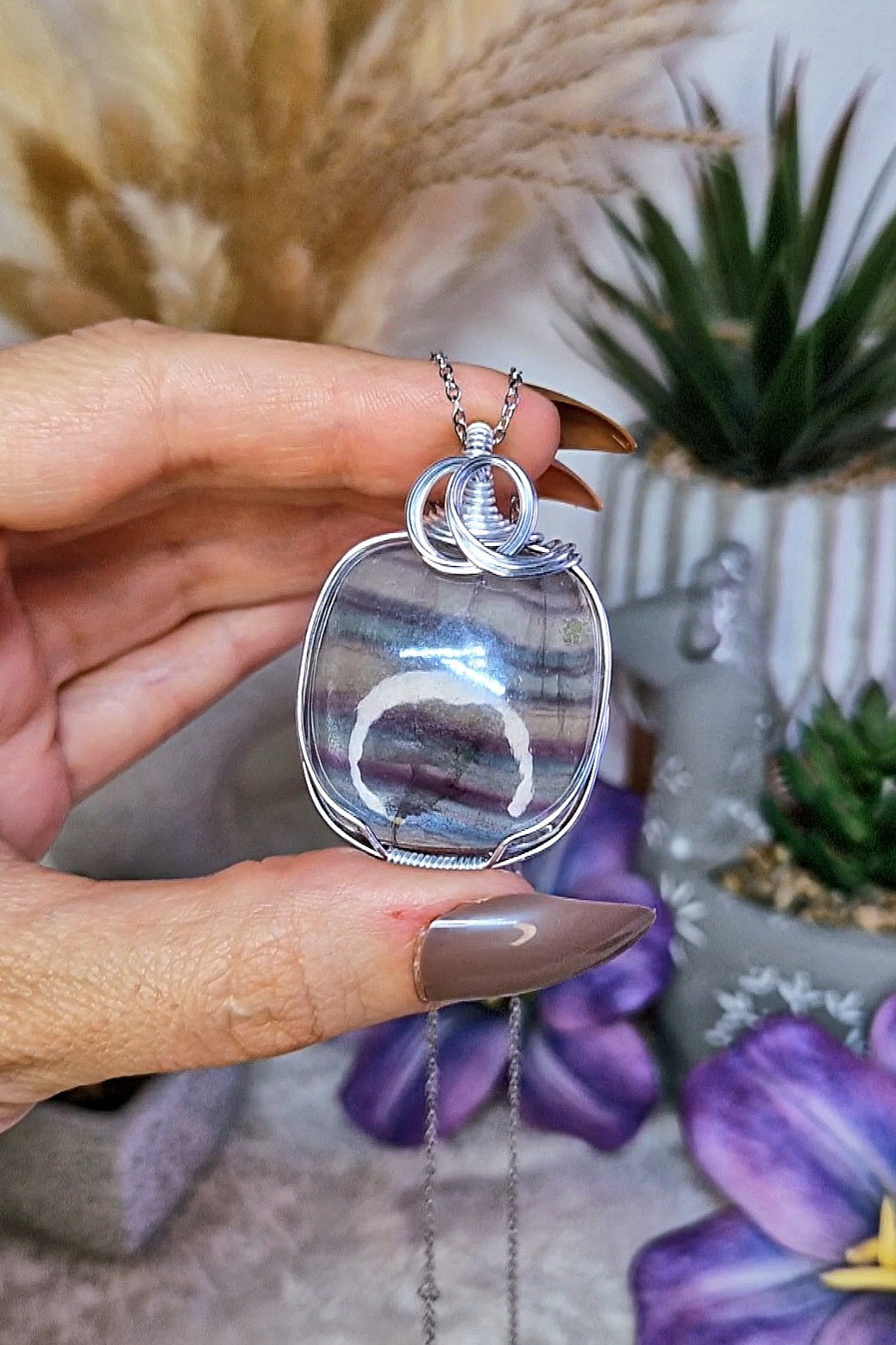 Ciondolo con FLUORITE ARCOBALENO