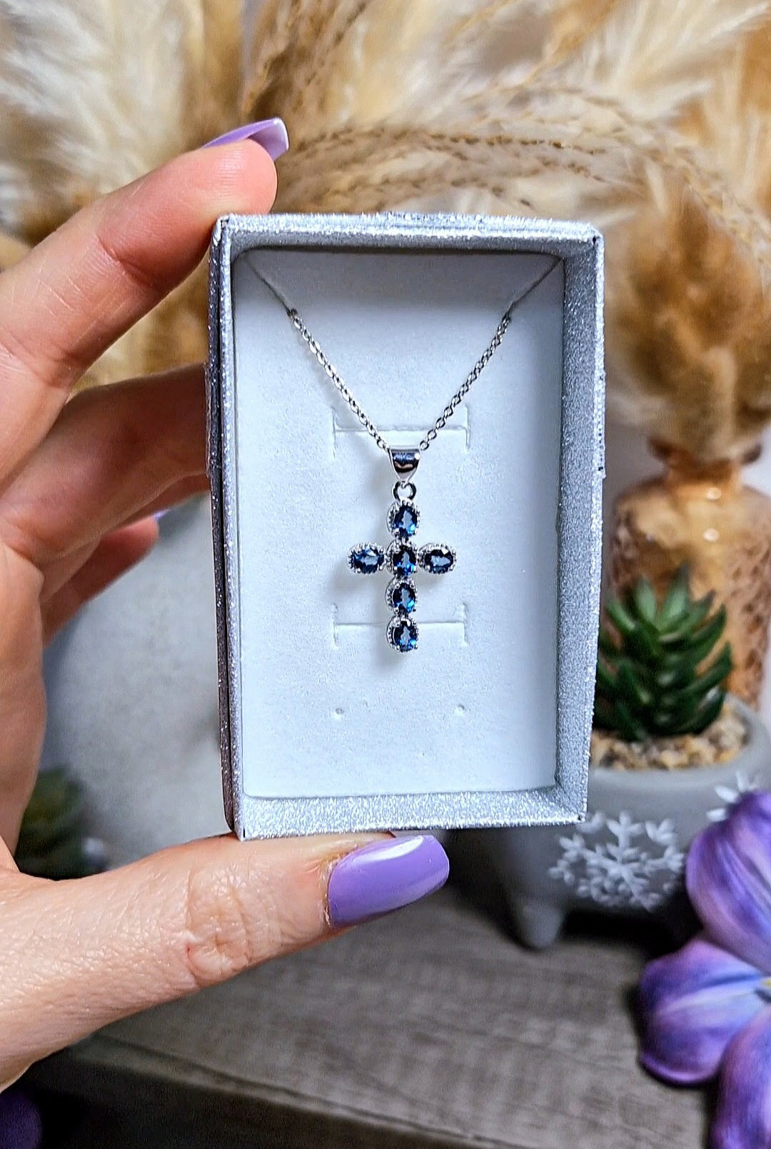 Ciondolo croce con TOPAZIO LONDON