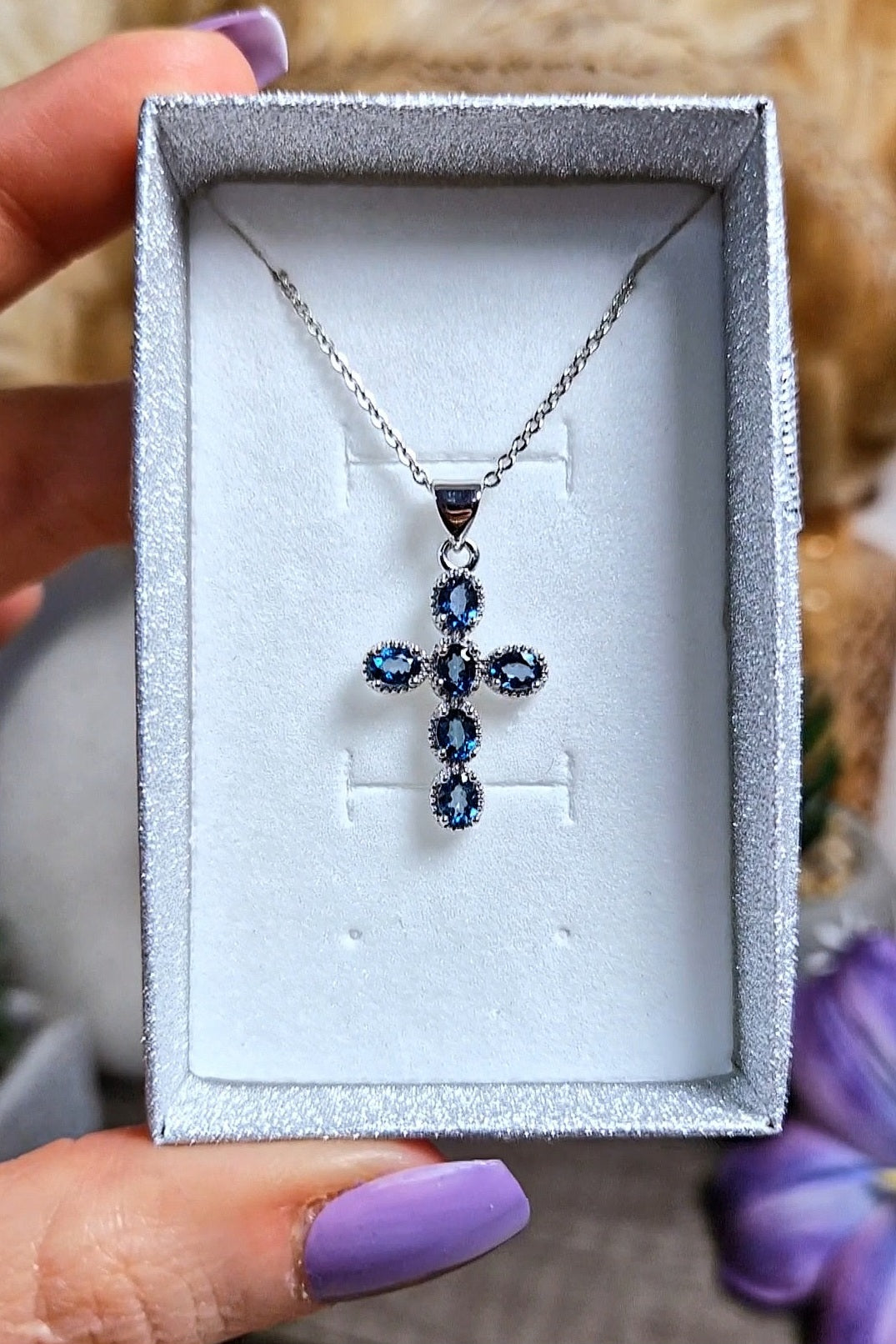 Ciondolo croce con TOPAZIO LONDON