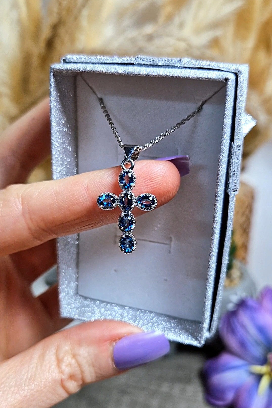 Ciondolo croce con TOPAZIO LONDON