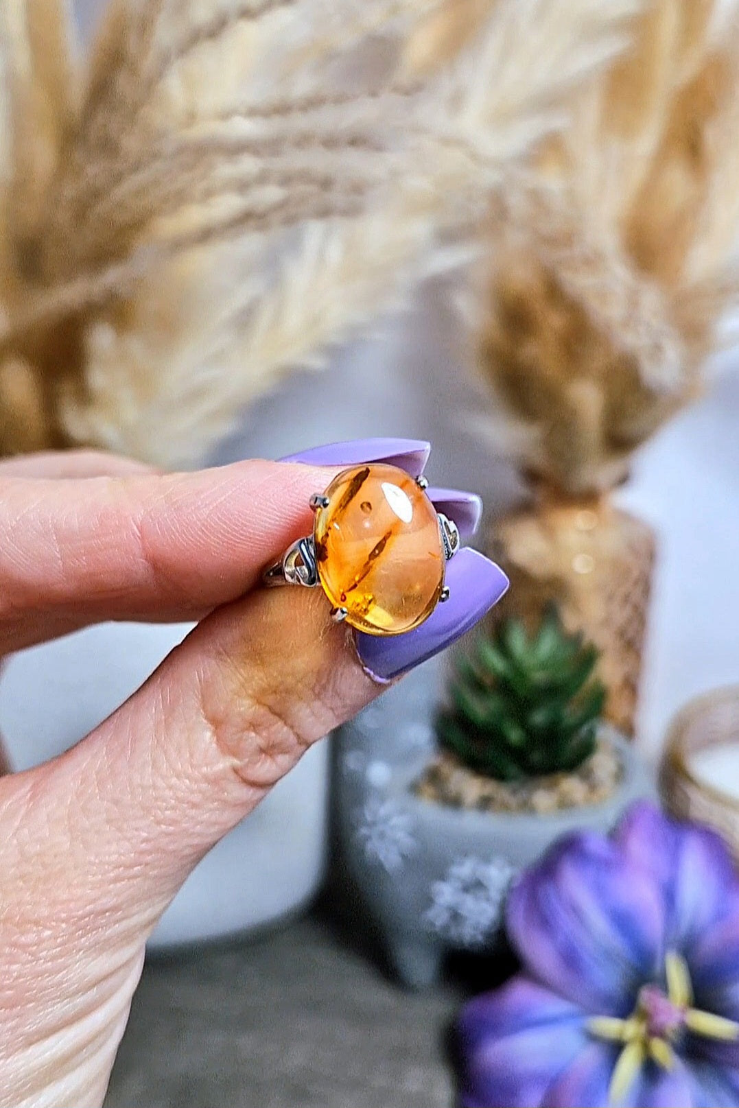 Anello regolabile con AMBRA