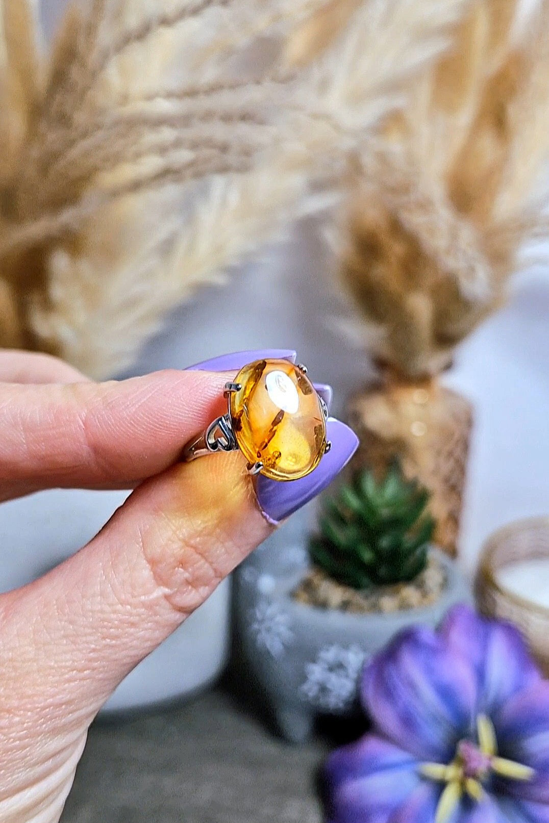 Anello regolabile con AMBRA