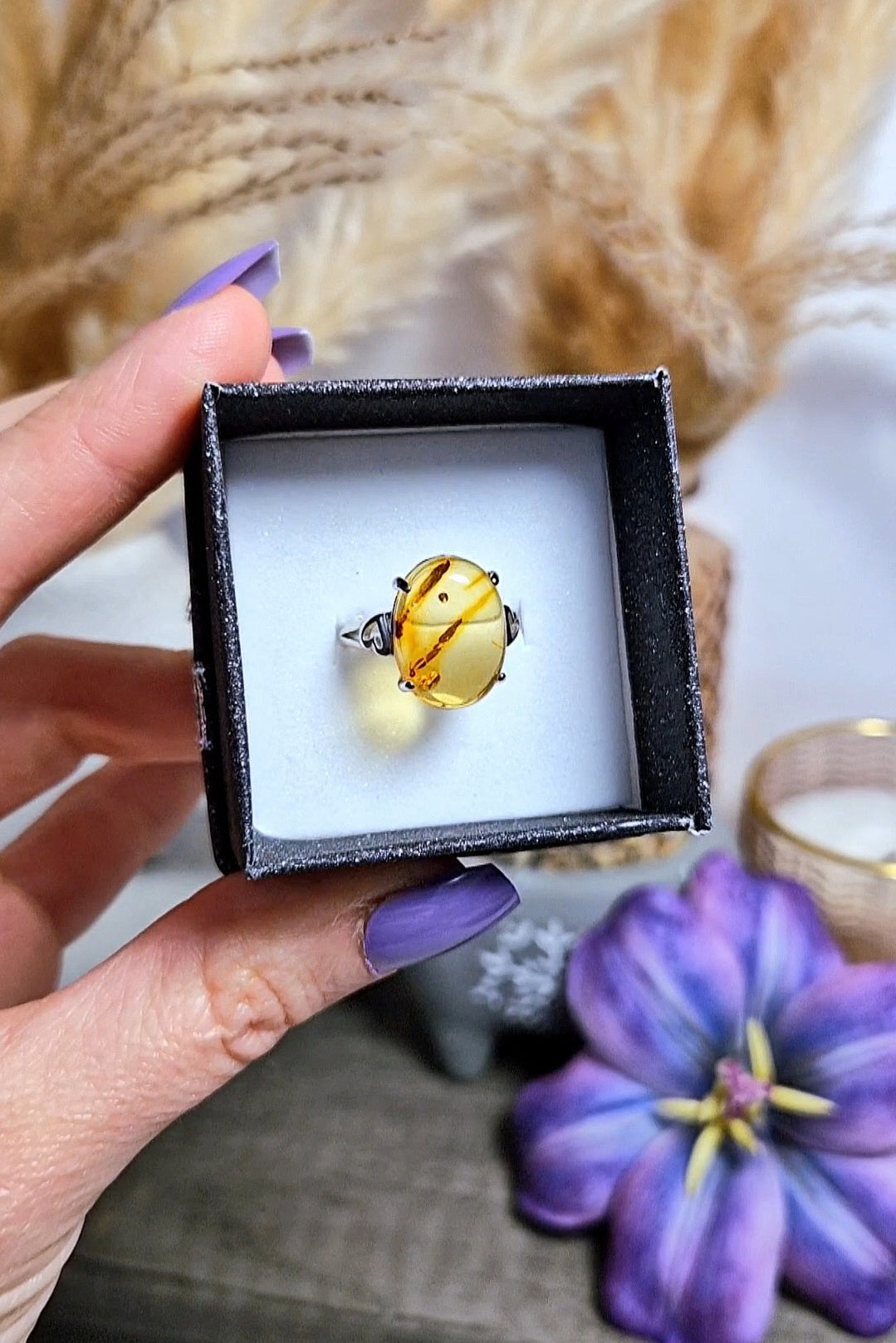 Anello regolabile con AMBRA